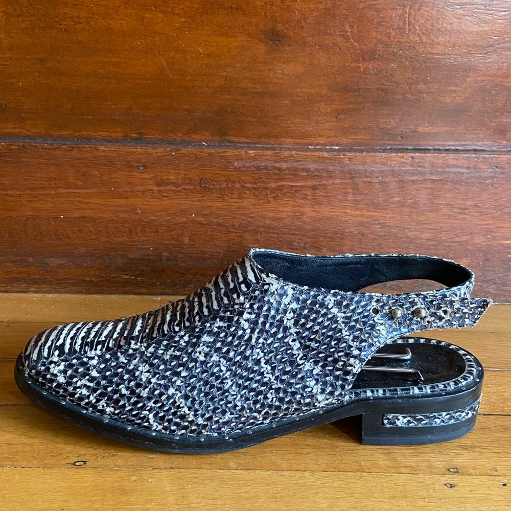 Freda Salvador snake skin mules